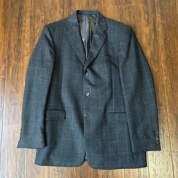 BURBERRY LONDON Mens Grey Houndstooth Plaid 3-Button Sport Coat USA MADE - Picture 4 of 13